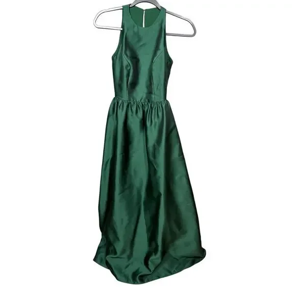Alfred Sung Emerald Green Satin Gown Dress XS (No Size Tag) - Picture 2 of 6